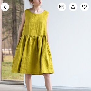 notPerfectLinen mustard midi Dress